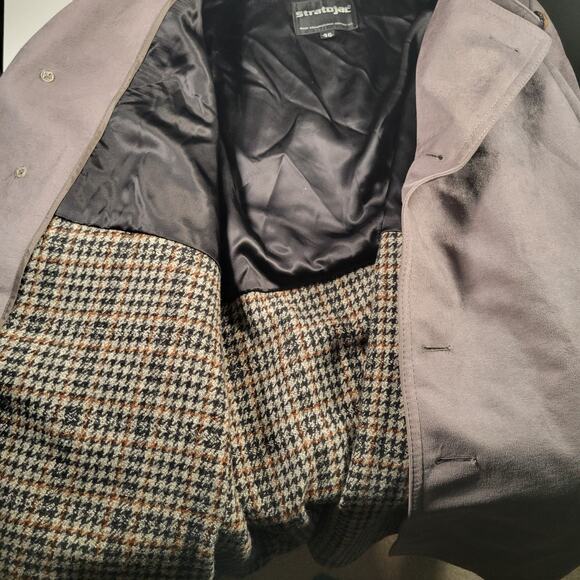 Vintage 80s Stratojac StratoSuede Overcoat Mens 46 XL Faux Suede Gray Trench USA - Picture 4 of 15